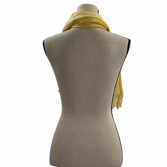 MULTI-TONE Yellow Striped Fringed Rectangle Scarf - Picture 3 of 5